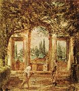VELAZQUEZ, Diego Rodriguez de Silva y The Pavillion Ariadn in the Medici Gardens in Rome er oil on canvas